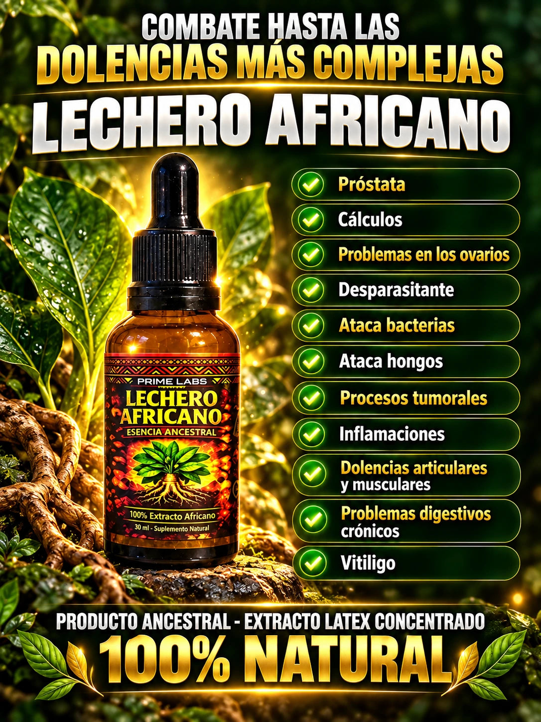 LECHERO AFRICANO 30ml - La Planta de la Vida. Apoya procesos inflamatorios, mejora sistema inmune y vitalidad masculina